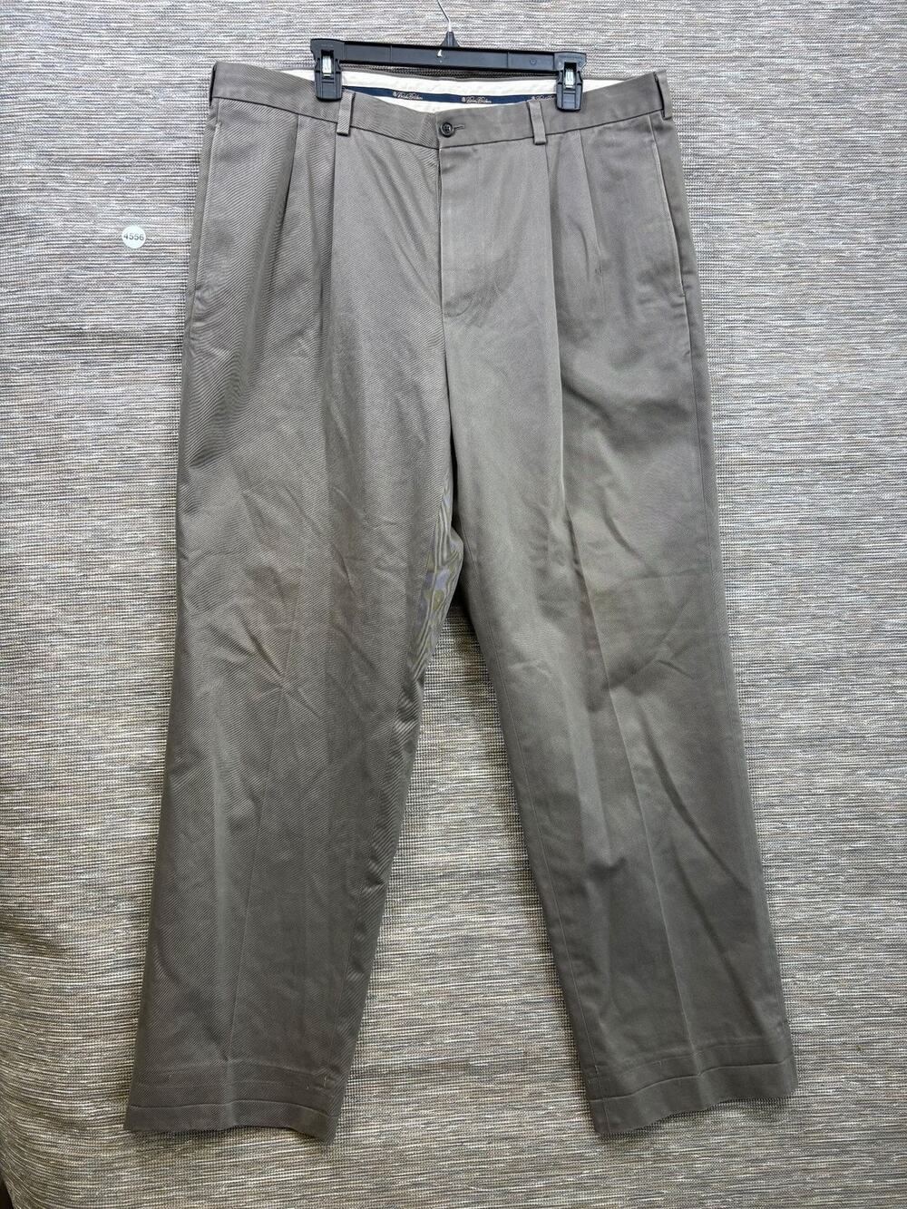 Brooks Brothers Pants Mens 40x32 Brown Clark Fit Advantage Chino Pleated FLAW